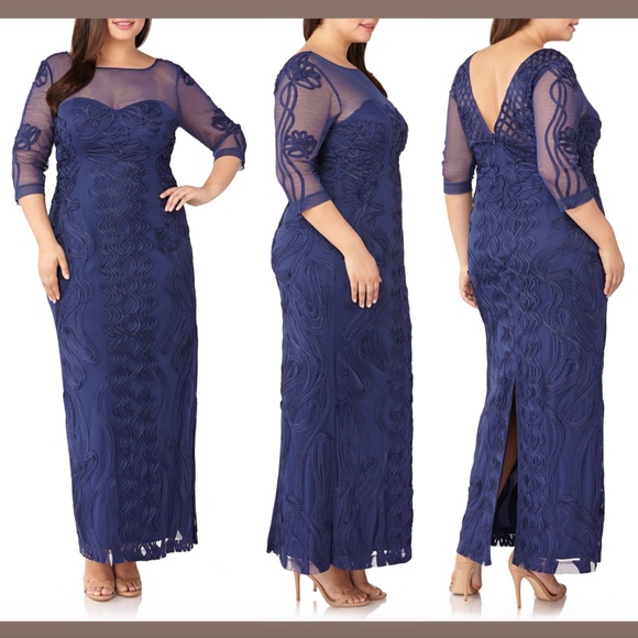 NEW $338 JS Collections Soutache Trim Mesh Gown SZ 6‎ - Picture 1 of 8
